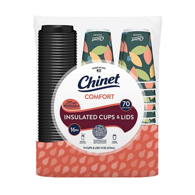 Vaso y tapas 16 oz 70 unds Chinet Comfort