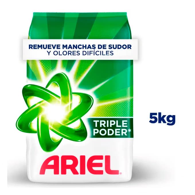Detergente En Polvo Ariel Triple Poder 5Kg