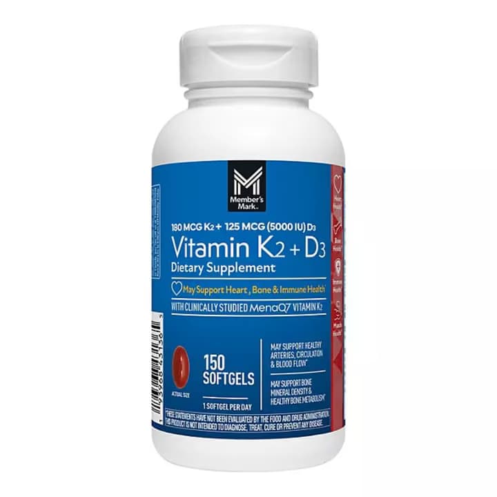 Cápsulas de vitamina K2 + D3 de 150 unds Member's Mark