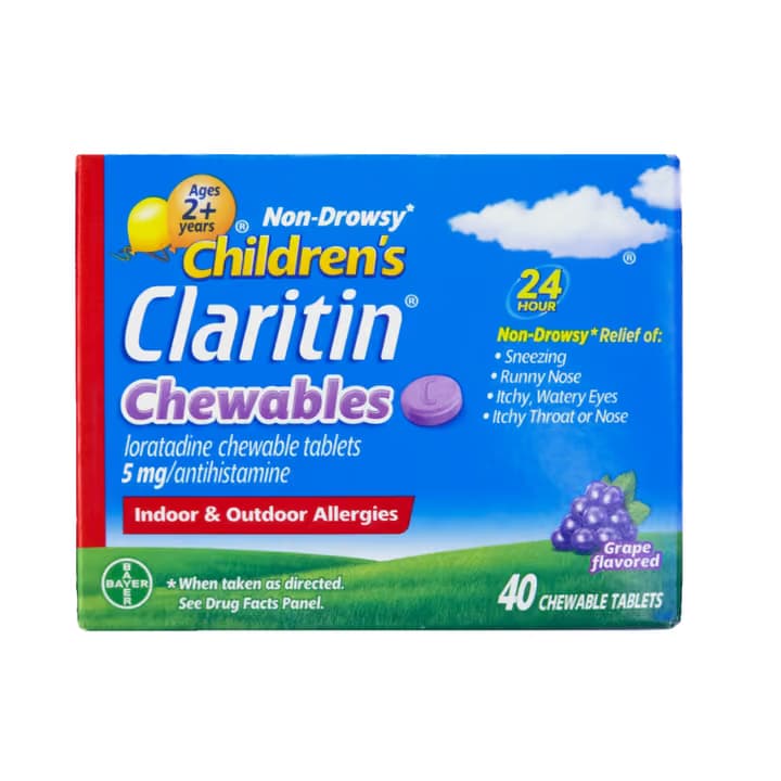 Claritin Loratadina Para Niños Masticable Sabor a Uva, 40 ct.
