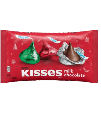 Holiday Chocolate con leche láminas rojas verdes y plateadas 286 gr Hershey's Kisses