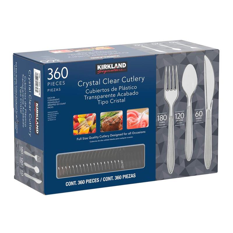 Set de Cubiertos de Plástico Trasparente Tipo Cristal 360 Piezas kirkland Signature (1)