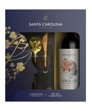 Vino Tinto Carmenére 750ml + Set de Cubiertos Santa Carolina