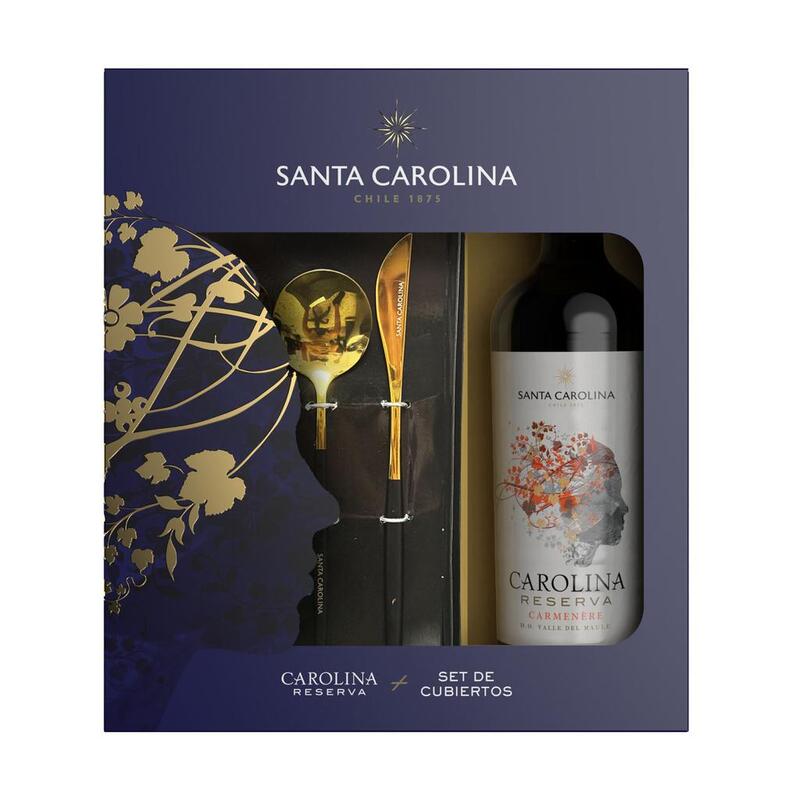 Vino Tinto Carmenére 750ml + Set de Cubiertos Santa Carolina (1)