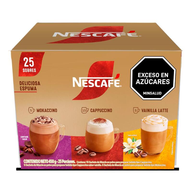 Sobres de Mokaccino, Cappuccino y Vainilla Latte 450g Nescafé (1)