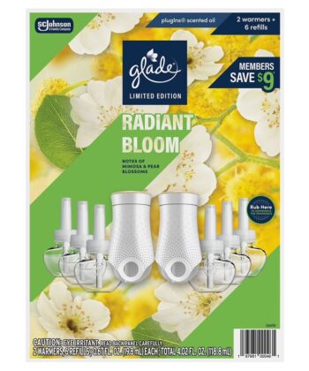 Aceite perfumado Radiant Bloom, 2 difusores + 6 recambios Glade PlugIns