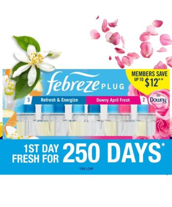Ambientador Refrescante y Energizante + Downy April Fresh 5 recambios Febreze Plug